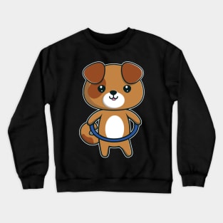 Cute Kawaii Dog Hula Hooping Gift design Crewneck Sweatshirt